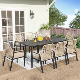 7/9-Piece Patio Dining Set with Stylish Rattan Rope Chairs and Expandable Table-Phi Villa