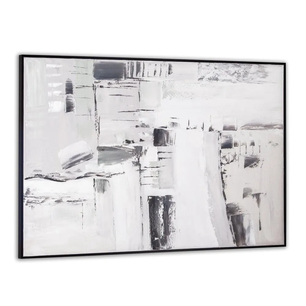 Black & White Modern Contemporary Framed Hand Painted Canvas