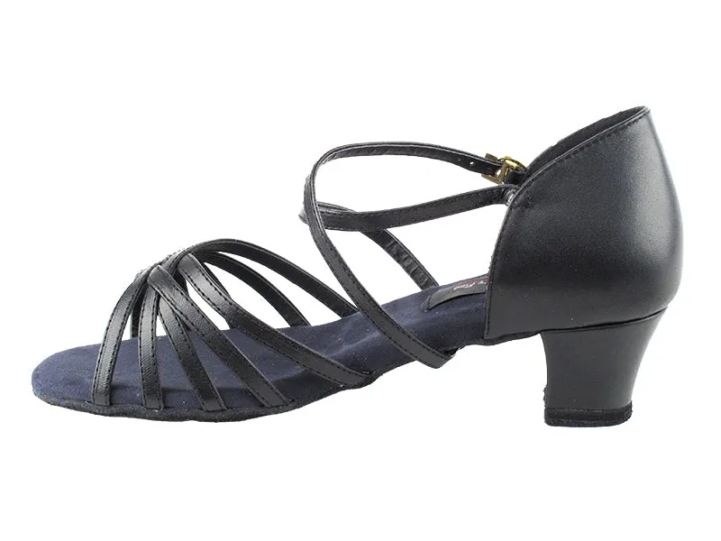 Competitive Dancer Series- Black Leather Low Heeled Sandal