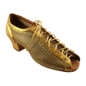 Practice Dance Shoes, Raspiro, Marble Gold Mesh and Leather