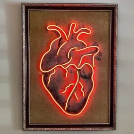 Radiant Love: Neon Heart Sign Wall Art