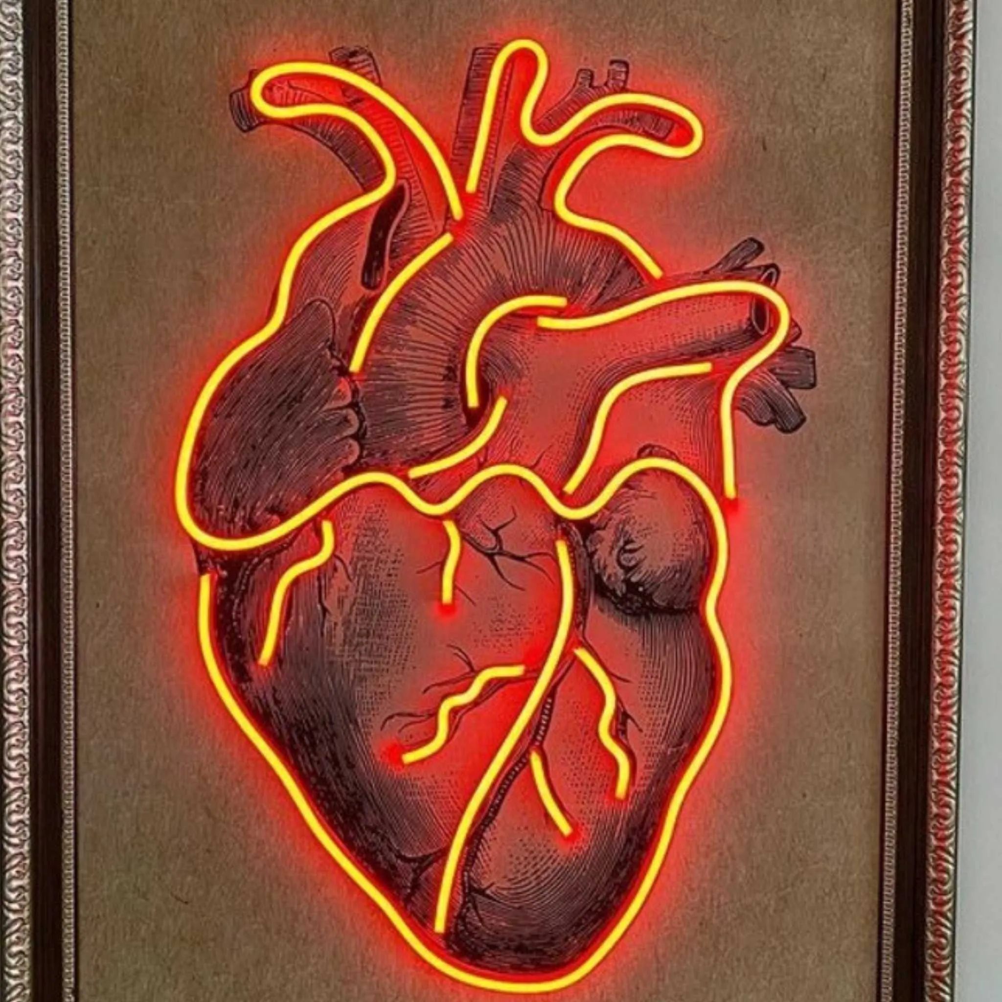 Radiant Love: Neon Heart Sign Wall Art