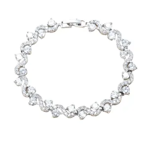 Wave Cubic Zirconia Tennis Bracelets for Women with Round Cut White Diamond Cubic Zirconia