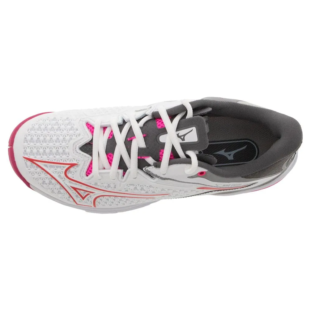 Women's Wave Exceed Tour 6 AC Tennis Shoes White and Radiant Red